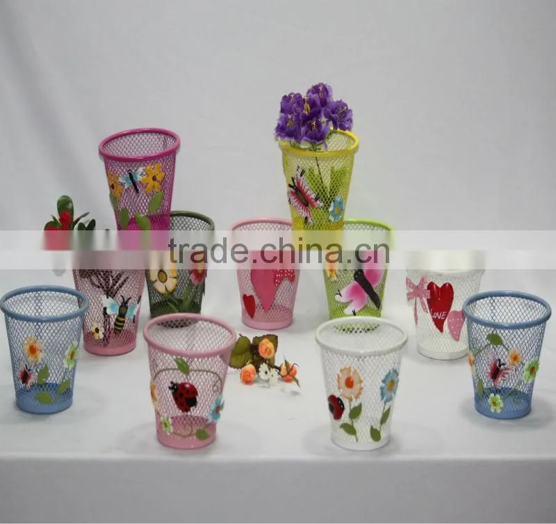 2014 popular Polka Dots Metal Flower Pot