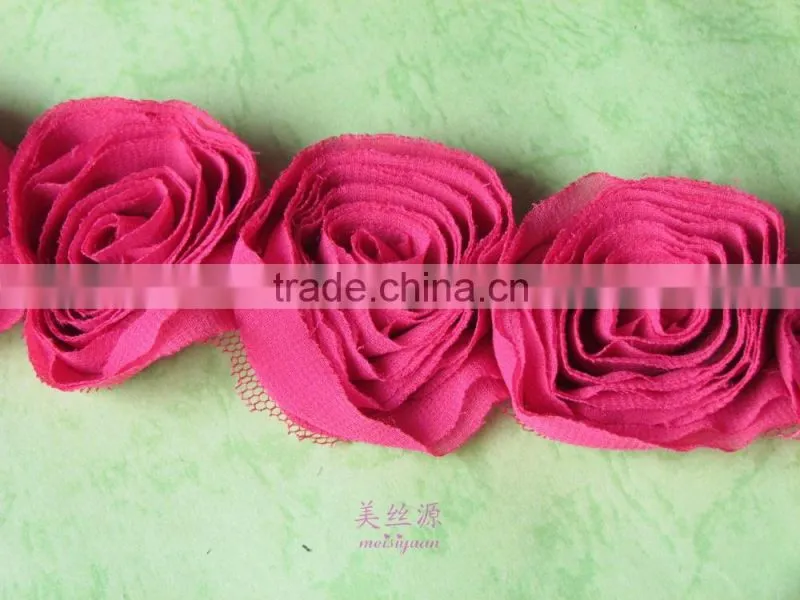 Fashion popular handmade Chiffon flower trimming for dress