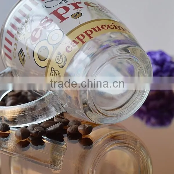 Cafe glass cup with handle for sale