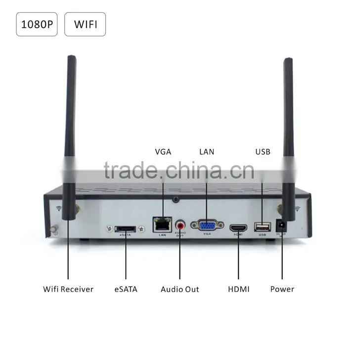 2016 best sales!!!1080P HD 2MP 4Ch wireless IP Camera POE NVR Kits