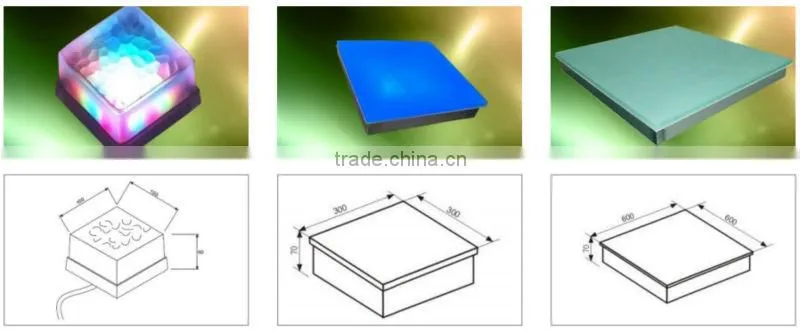 Outdoor landscape lamp flat glass brick 304Stainless Stell Ip67 RGB color changing led brick lights