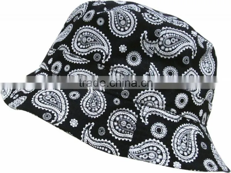2015 New Custom Printed Bucket Hat Hunting Fishing Outdoor Cap 100% Cotton Printed Elephant Fabric Bucket Hat Pattern Free