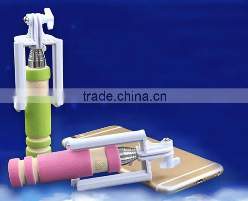 Wholesale factory cable take pole with cable NO need bluetooth No need charger Selfie stick