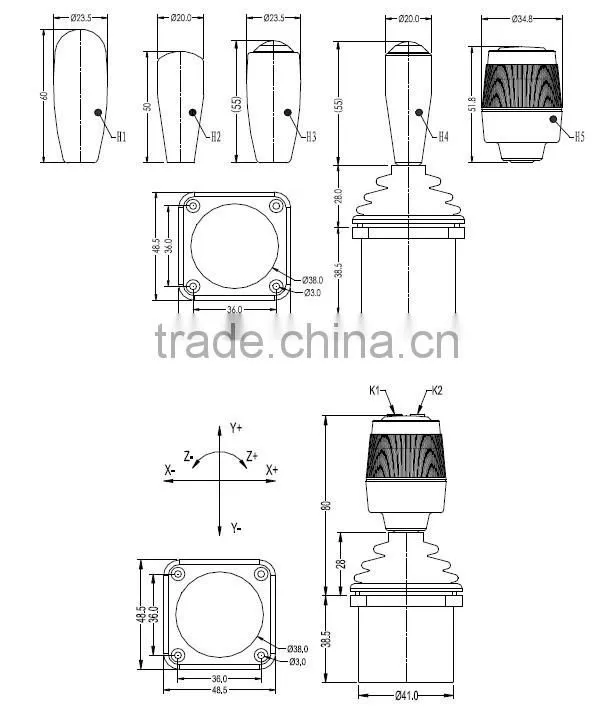 YJ600 double axis Hall type joystick