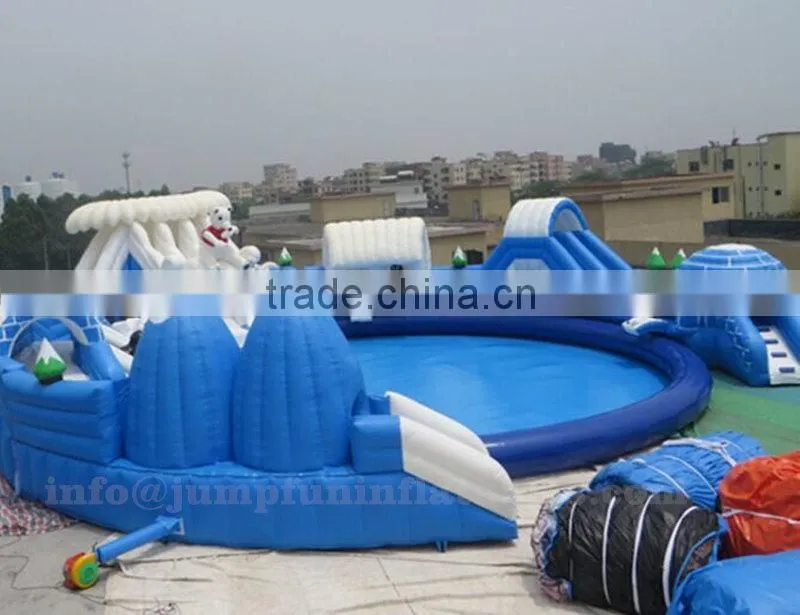Jungle inflatable pool with air water slide for sale