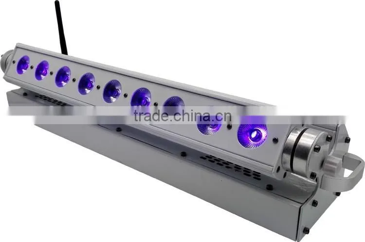 DJ Slim Bar 6in1 RGBWAUV 9pcs 18w Rechargeable Wifi Phone IOS Android App Wireless DMX Battery Powered LED Bar Light