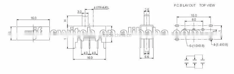 medium toggle switch SS-22H02(2P2T)