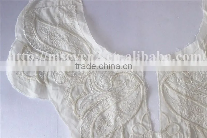 beaded cotton fabric embroidery neckline design for garment