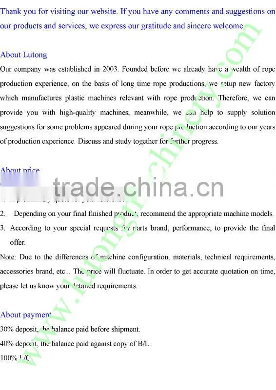 finshing monofilament yarn making machine
