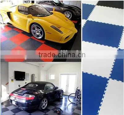 2016 hot sales interlocked heavy duty sturdy plastic garage floor tiles with texture top