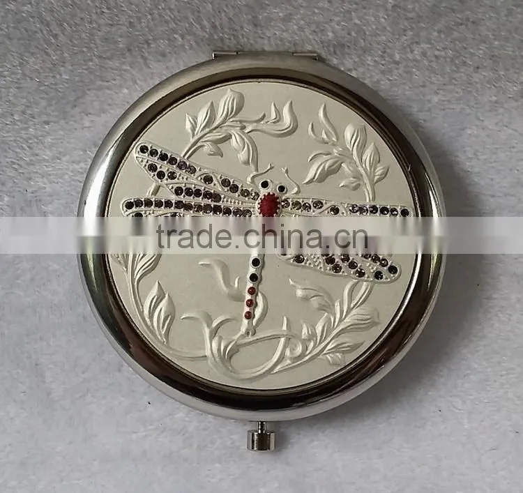 gold folding pocket mirror ,gold compact mirror