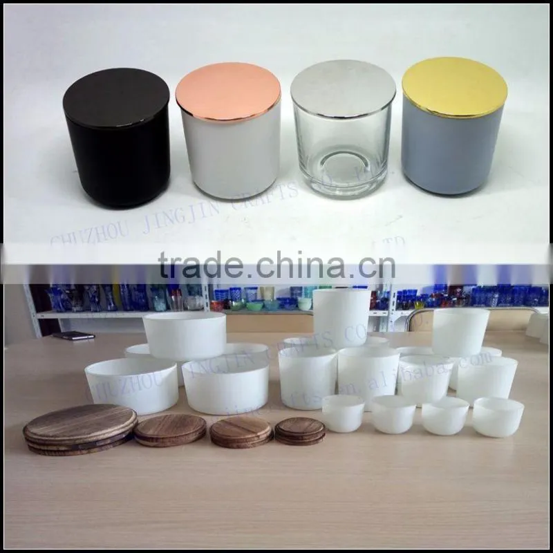 Clear round glass candle jars candle holders with bamboo lid