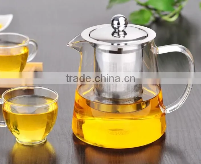 Hand Blown Glass Teapot Stainless Steel Infuser & Glass Lid teapot kettle coffee
