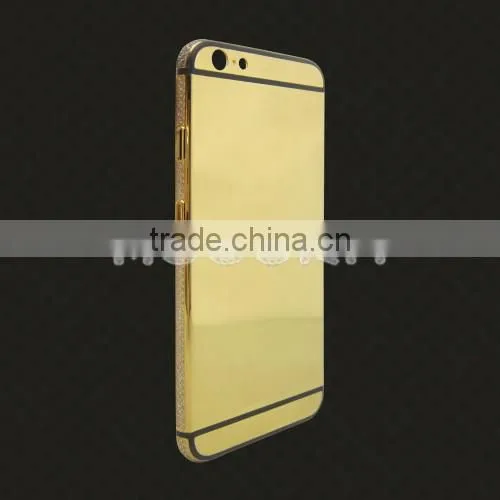 24K gold with partly diamond luxury back housing for iphone 6s/6s plus back cover,for iphone 6s gold housing diamond