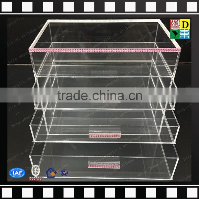 Clear acrylic jewelry organizer box makeup storage boxes/stackable cube acrylic storage boxes from shenzhen yidong