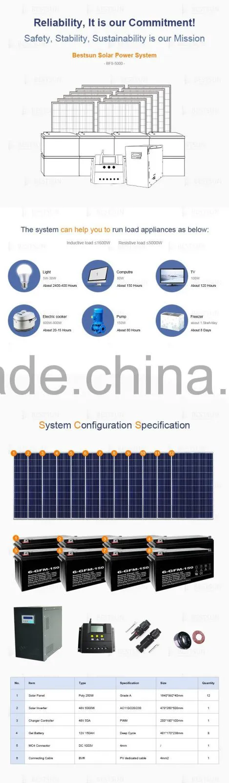 hot sell 5KW 10kw home solar power system kit industrial solar battery for solar system