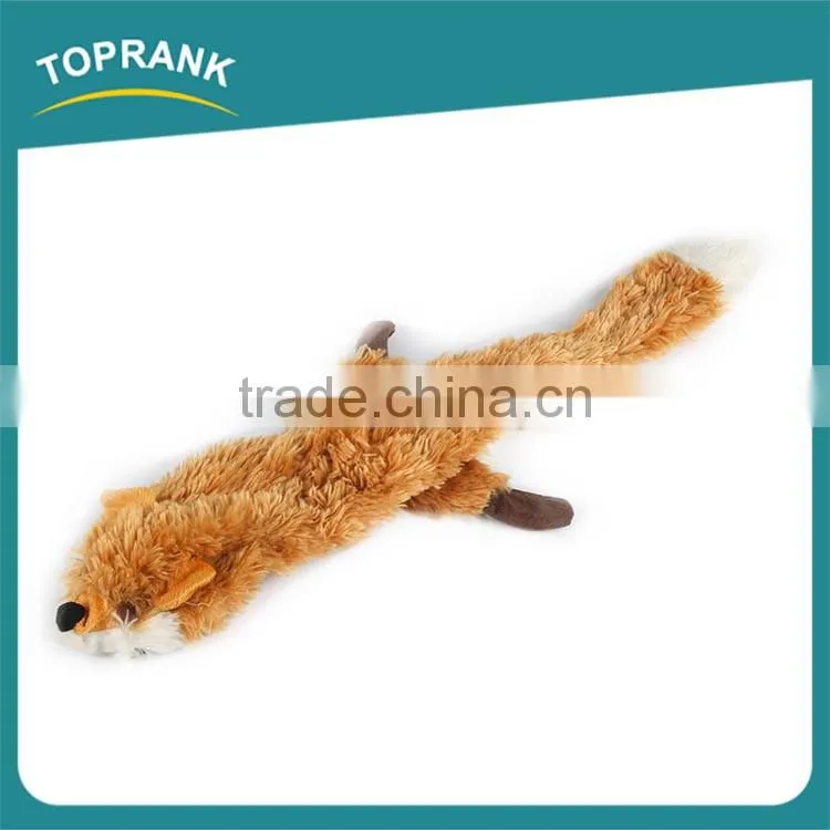 Hot selling pet chewing unstuffed PV plush fox shaped dog toys