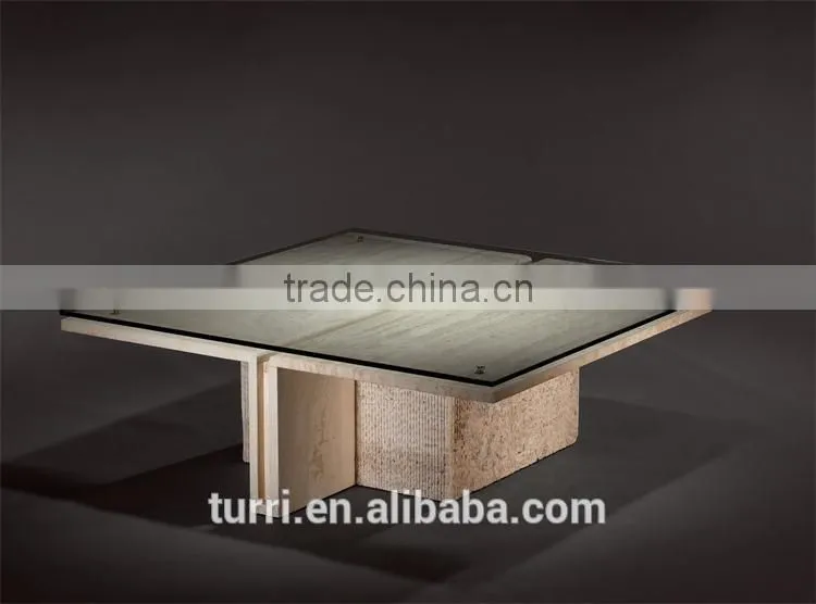 Italy modern design TV stand glass top white travertine base