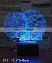 3D vision creative rhinoceros shape LED light USB charging desk night light