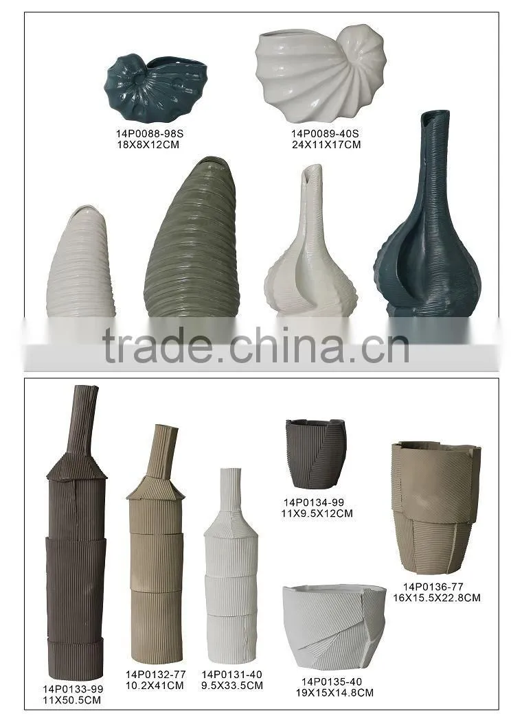 Modern Poly Resin Big Size Ribbed Patch Vase