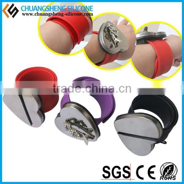 heart-shaped silicone Magnet patted bracelet,bangle,wristband