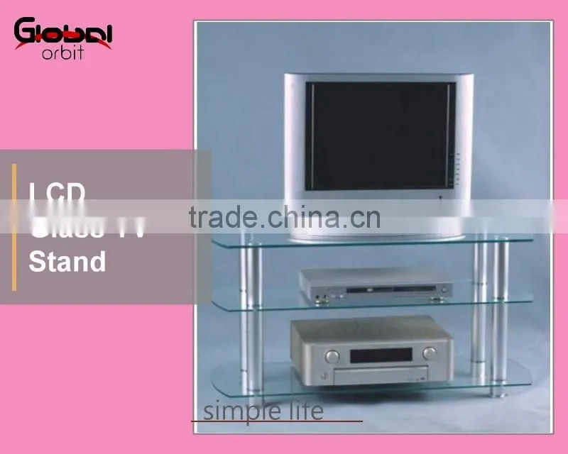 Corner Storage Shelf TV Table Stainless Steel Glass TV Stand Furniture
