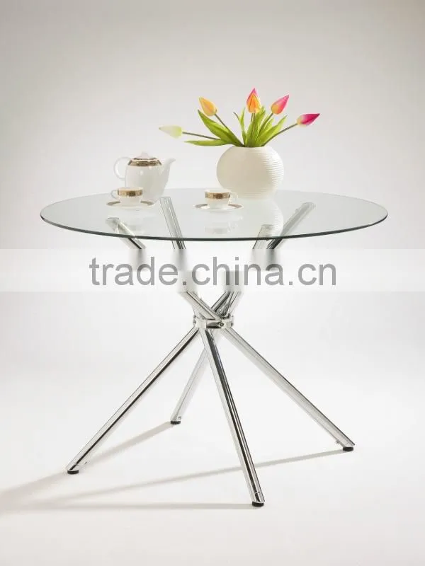 Durable round glass coffee table, office tempered glass convenient table