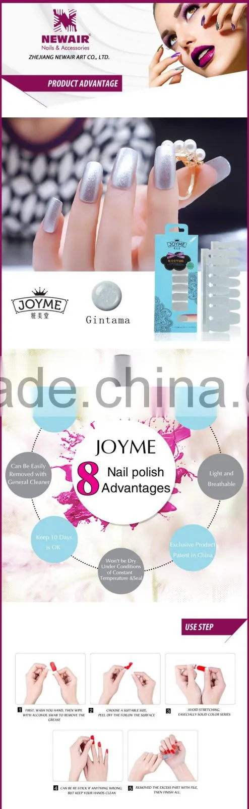 New Air Hot selling 100% real nail polish sticker