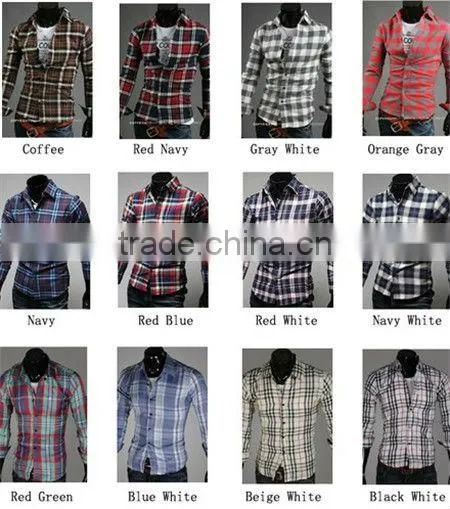 Mens plaids/checks classic shirts 16 colors stock hot sale man shirts