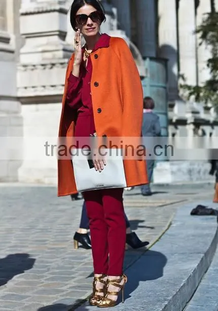 short style good quality 100% hand made fashion orange winter coat women