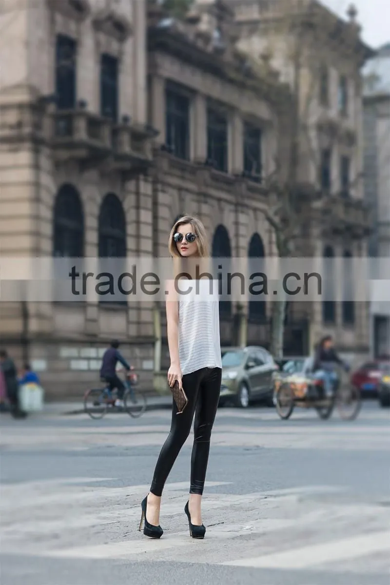 V neck summer coat stripe vest for young ladies latest fashion blouse