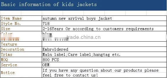 Autumn new arrival boys jacket 718