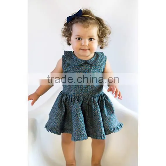 Elastic Waist Girl Child Dress Back Zipper Girls Party Dresses Detached Baby Bloomers