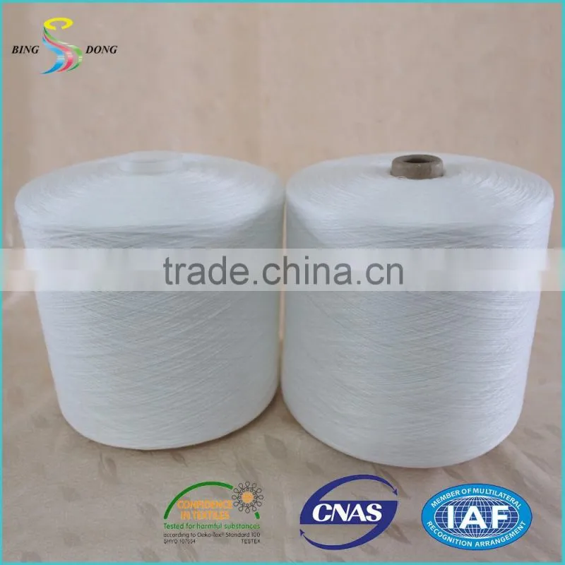 grade AA 45s/2 bright raw white 100% virgin polyester spun yarn