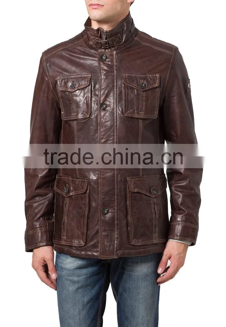 MEN Leather Brown best Quality sheep leather jacket
