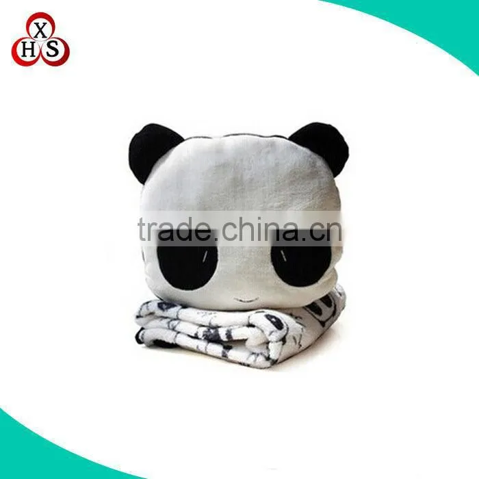 2015 plush panda shape back cushion blanket for kids
