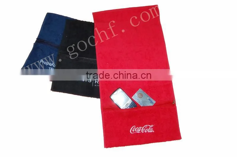 100 cotton zipper pouch gym towels