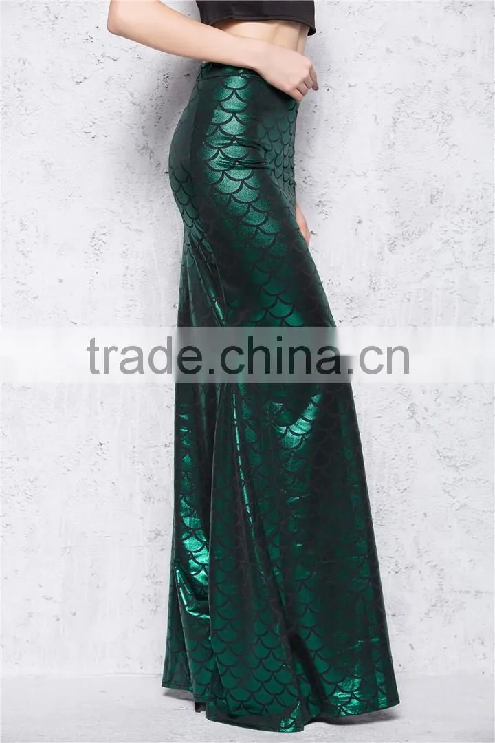 Ladies Sexy Maxi Long Shiny Mermaid Skirts Fish Scale Dress