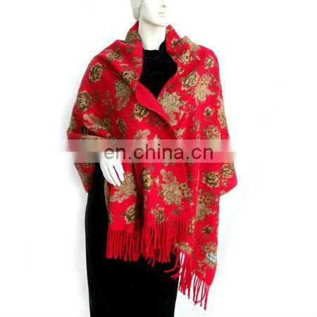 CGSF-0681 Lady rabbit fur shawl 100% wool shawl Printing wool shawl