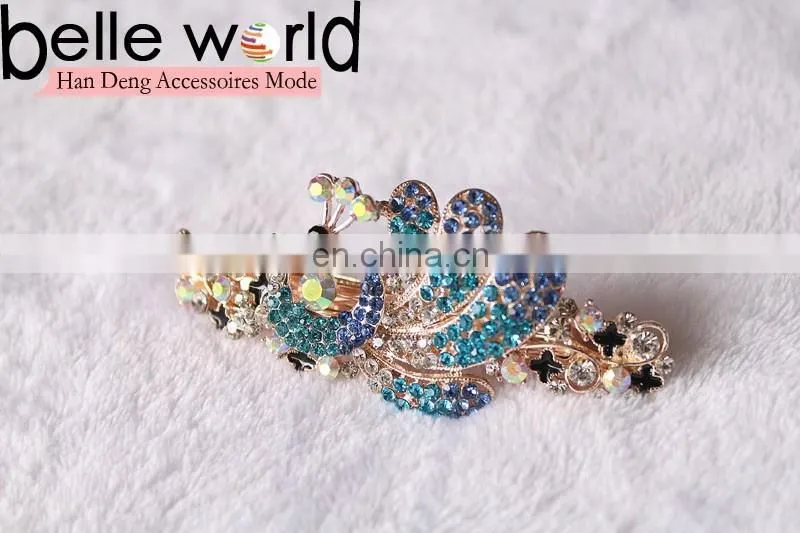 Elegant Peafowl Rhinestone Hair Barrette