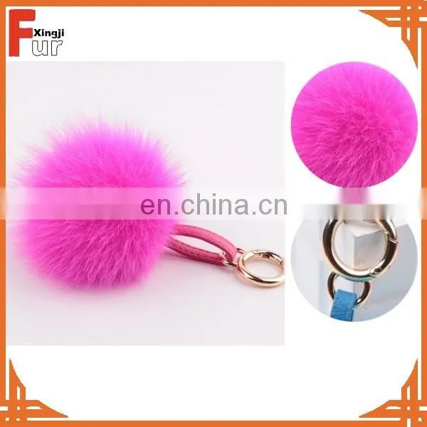 Wholesale Genuine Fox Fur Keychain Luxury Fox Fur Pompom Keychain Fashion Ball Pandent Gift