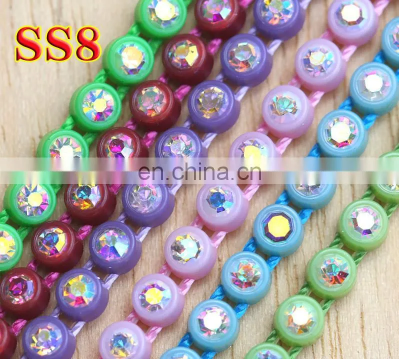 2016 new arrival fashion design plastic crystal rhinestone banding plastic rhinestone trimming