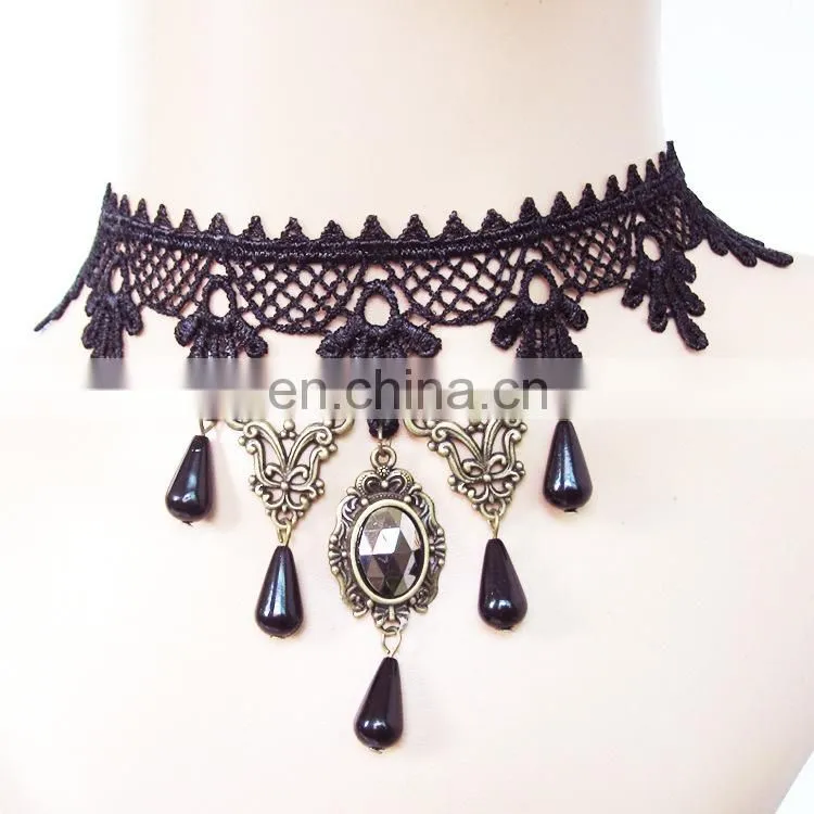2015 latest design fashion party lace necklace lace necklace