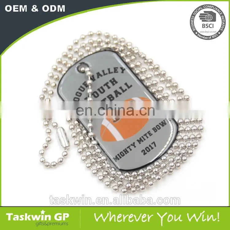 Custom football dog tag with epoxy from China manufacturer