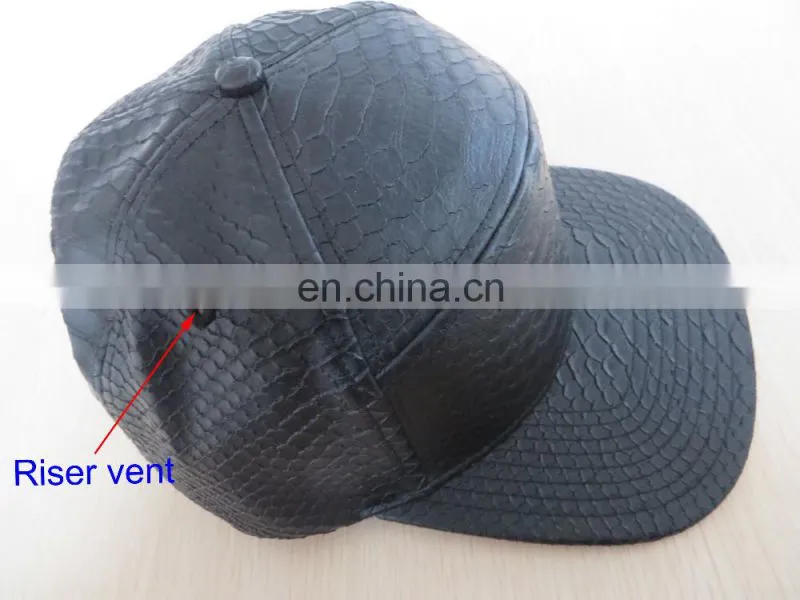 Custom design black snake PU leather cap/hat for promotion