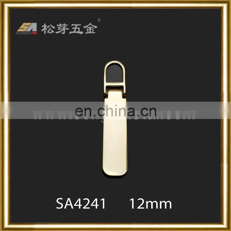 Gold Plated Zipper Pull, Customized Zinc Alloy Puller, Glossy Finished Zipper Pull Tabs