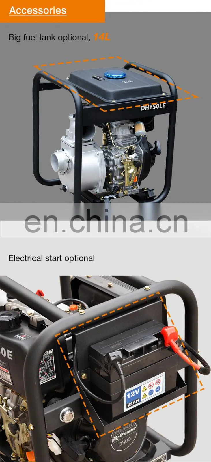 high pressure 2 inch 6hp diesel water fuel pump