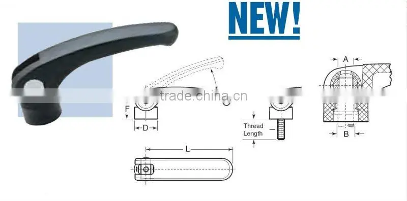 Black Plastic Adjustable Handle Internal and External Thread Adjustable Handle
