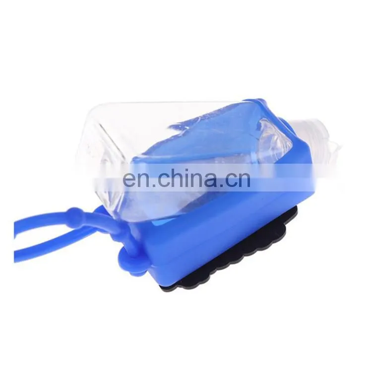 Cute Portable 30ML Plastic Empty Hand Sanitizer Bottle with Silicone Holder