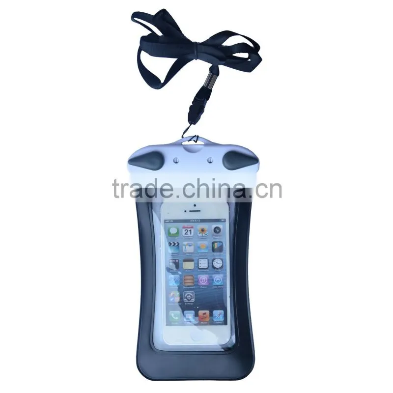 Waterproof PVC Phone Diving Bag With ABS ButtonS Within 10m Deep